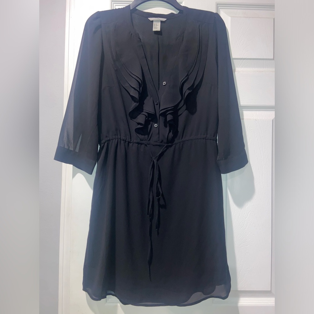 H&M Black Ruffle Dress Size 10